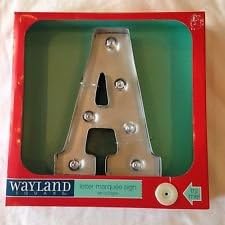 Alphabet Intitial Letter A LED Lighted Marquee Sign Black and Silver Metal …