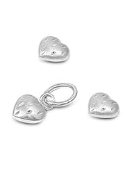 Sterling Silver CZ Plain Polished Heart Earring & Necklace Set