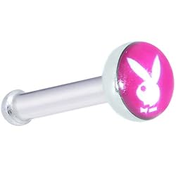 Pink White Playboy Rabbit Head Nose Bone