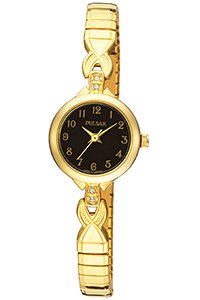Pulsar Gold and Black Ladies Bracelet Watch - PPH550X1