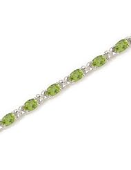14K White Gold Oval Peridot Bracelet