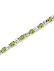 10K White Gold Oval Peridot Bracelet