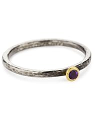 GURHAN "Skittle" Silver with High Karat Gold Accents Amethyst Ring, Size 7