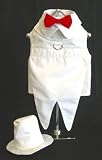 Dog Wedding Tuxedo w/ Formal Tails- White, Medium
