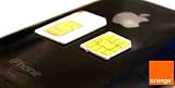 Orange micro sim card professionally cut to fit the iPhone 4