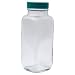 Vestil BTL-SW-G-8-CS Wide-Mouth Square Glass Bottle with Green Cap, 1-13/16" Length x 1-13/16" Width x 4-1/2" Height, 8 oz Capacity, Clear (Pack of 6)