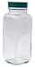 Vestil BTL-SW-G-8-CS Wide-Mouth Square Glass Bottle with Green Cap, 8 oz Capacity, Clear (Pack of 6)