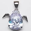 925 Sterling Silver Rhodium Finished with inlaid CZ (A) stones- Bird Pendant