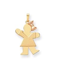 14k Two-Tone Gold Large Girl with Bow on Right Engravable Charm