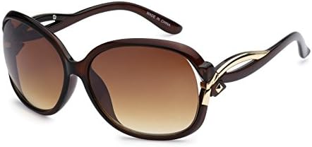 Eason Eyewear Women's Fashion Metal and Plastic Square Sunglasses 62 mm Brown/Brown