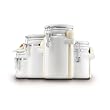 Anchor Home Collection 4-Piece Ceramic Canister Set with Clamp Top Lid and a Wood Spoon, White