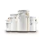 Anchor Home Collection 4-Piece Ceramic Canister Set with Clamp Top Lid and a Wood Spoon, White