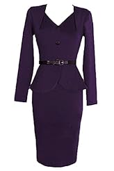 V-neck Winter Belted Peplum Bodycon Dress 