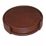 Review Stacks and Stacks  / Four Leather Coasters - With Holder (Mocha) (1.375