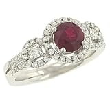 3 Round Ruby(1.01ct) and Pave Diamond(.39ct) Ring