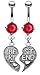 Ruby Red Cubic Zirconia Best Friends Heart Dangle title=