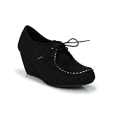 Lace Up Moccasin Style Wedge Black