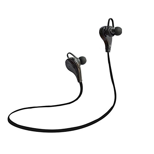 Bluetooth 4.0 Headset Stereo Earphones Wireless Earset Earbuds Sweatproof Sports Running Headphones with Microphone For Andorid IOS Mobile Phones 3D music experience Smart Voice Control (Black)