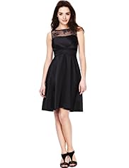 Petite Floral Lace Bodice Prom Dress