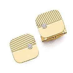 14K Gold and Diamond Cuff Links