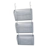 Three-Pack Wire Mesh Hanging Wall Files, Pewter, 14w x 6-5/8d x 33-1/2h