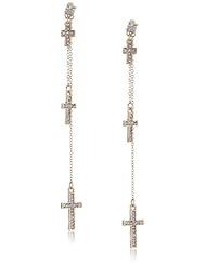 Betsey Johnson "Iconic Summer Metallics" Cross Front and Back Linear Drop Earrings