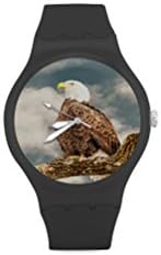 Special Design American Pride the Bald Eagle Pattern, Cool Eagle Custom Unisex Round Rubber Sport Watch, Special Design, 100% Plastic Quartz