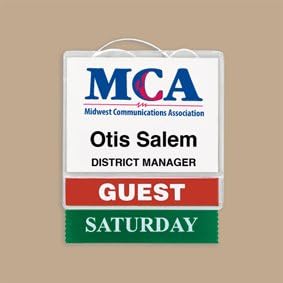 Name Badge Productions - 4 x3 Inch 2-Pocket Designation Holder - Elastic Cord Attached - Top Loading - Reusable and Durable Poly Vinyl - 100 per Package