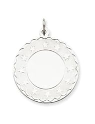 Sterling Silver Engraveable Round with Stars Disc Charm