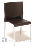 Alphaville Design DC-VITT-RG-BRN-Y Vittorio Dining Chair, Stackable, Chrome Frame, Brown With Yellow Stitch - Set of 2