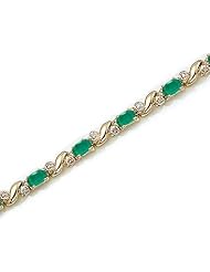 14k Yellow Gold Natural Emerald And Diamond Tennis Bracelet