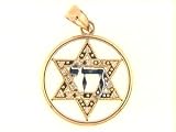 14K YELLOW GOLD CHARM PENDANT w/DIAMONDS - STAR OF DAVID
