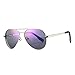 Polarized Aviator Sunglasses for Juniors Small Face Women Men Vintage UV400 Protection Shades(Silver Frame/Purple Mirrored Lens)