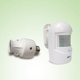 GSI Quality Lamp Bulb Holder Socket And Wireless Wide-Range Swivel Motion Detector - For Security Lighting, Energy Saving Etc.