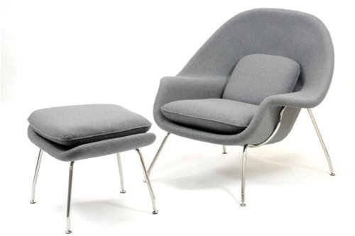 Eero Saarinen Womb Chair & Ottman - In Light Gray On Sale
