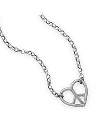 16" + 2" Heart with Peace Sign Necklace