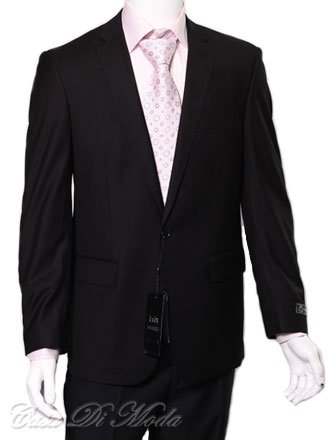 Chianti One Button Double vented Solid black Man-Made Fiber Suit 48R - Get A FREE Designer Silk Tie ~1 Button Limited Edition