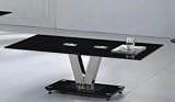 Modern Holly V Rectangular Coffee table with Shelf Black Glass & Chrome Legs Modern Holly V Rectangular Coffee table with Shelf Black Glass & Chrome Legs