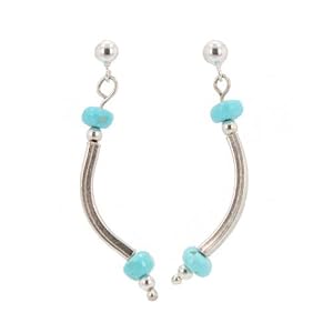 Turquoise and Sterling Silver Curved Dangle Earrings on a Sterling Post, #7482