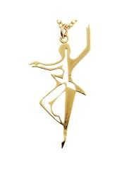 Dancer for Peace Delicate Filigree Gold Dipped Pendant Necklace on 18" Rolo Chain