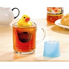Tee - Ente / Schwimmente als Teesieb, mit Abtropfer