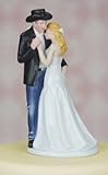 Porcelain Old Fashion Lovin Bride & Cowboy Groom Country Western Wedding Cake Topper