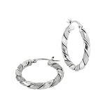 Karat Platinum Satin/Polished Candy Cane Hoop Earrings
