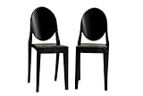 Set of 2 Accent Dining Chairs - Modern Black Finish