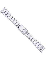 Oyster Style Link Metal Watch Band - Silver - 18mm