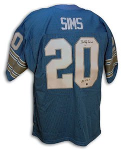 Billy Sims Signed Blue Lions Throwback Jersey - ROY 80