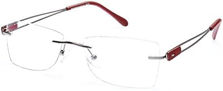 Cagalli B224 Rimless Prescription Eyeglasses Frame Lightweight Rx Glasses (Red 224, 52)