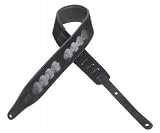 Levy's Leathers, MS17PH-BLK, 2½ suede leather guitar strap with leather pick holder slots, Black