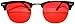 Vintage Retro Silver Metal Half Frame Red Lens Sunglasses
