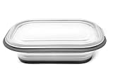 FoldTuk 6 Cup Rectangular Collapsible Bakeware and Storage Container, Black